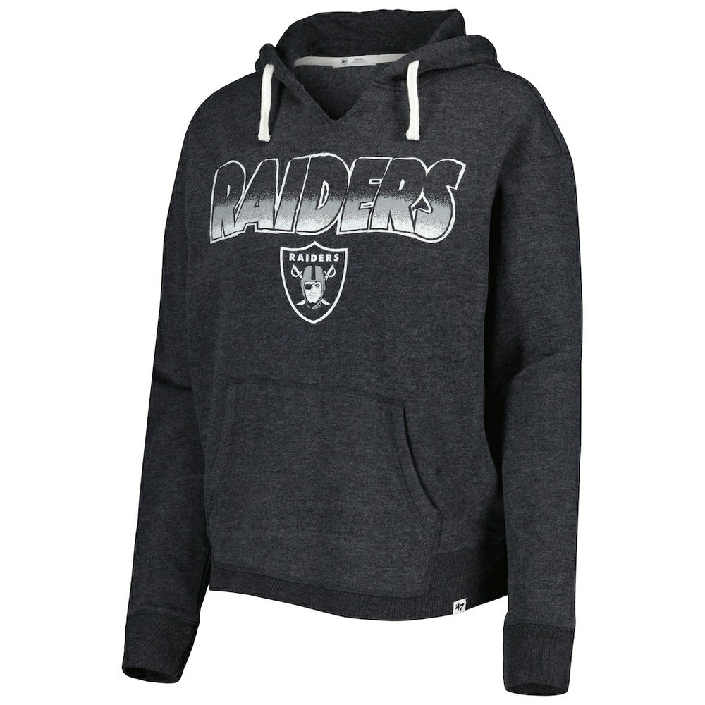 Las Vegas Raiders '47 Women's Color Rise Kennedy Notch Neck Pullover Hoodie Black | 47 brand