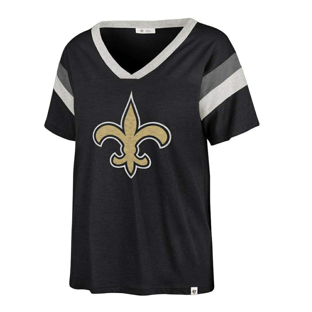 New Orleans Saints '47 Women's Phoenix V-Neck T-Shirt Black | 47 brand