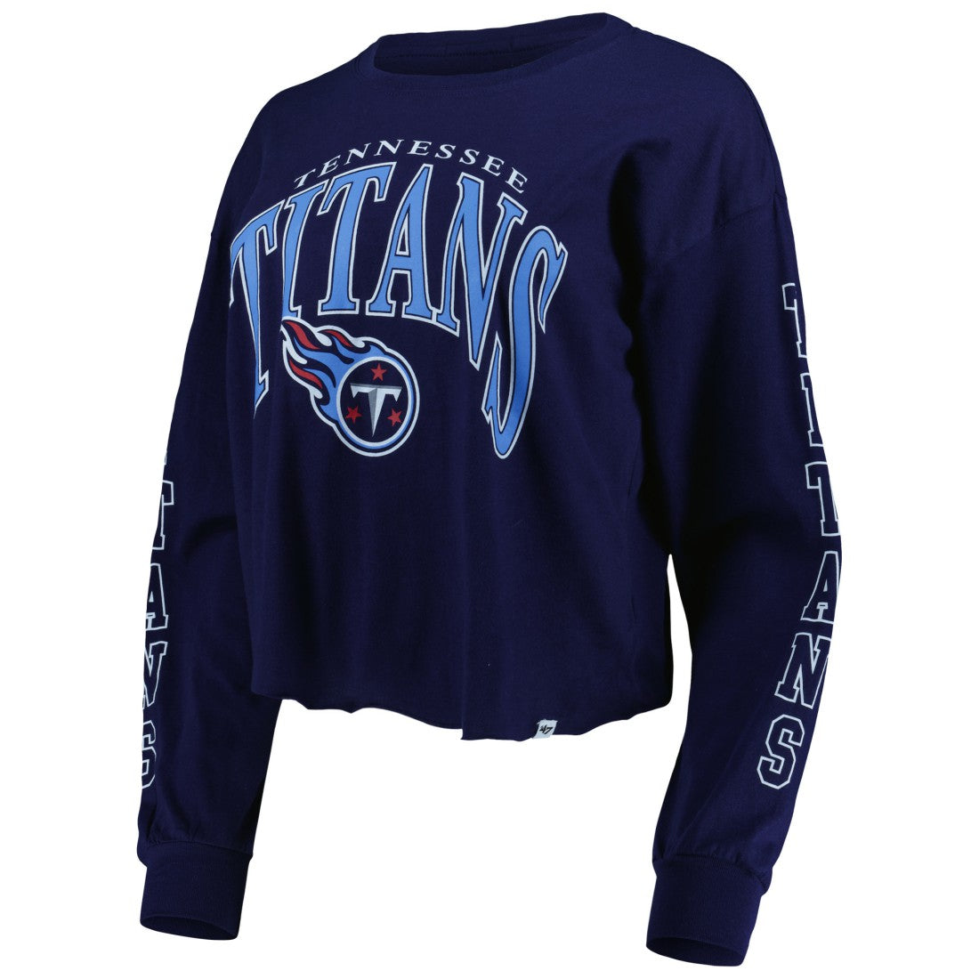 Tennessee Titans '47 Women's Skyler Parkway Cropped Long Sleeve T-Shirt Navy | 47 brand