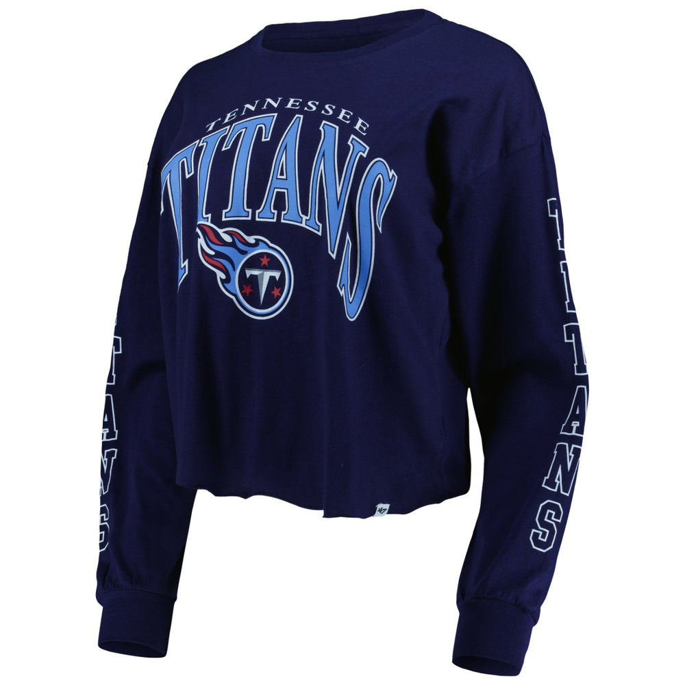 Tennessee Titans '47 Women's Skyler Parkway Cropped Long Sleeve T-Shirt Navy | 47 brand