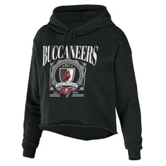 Tampa Bay Buccaneers WEAR by Erin Andrews Women's Cropped Sponge Fleece Pullover Hoodie Black | NFL