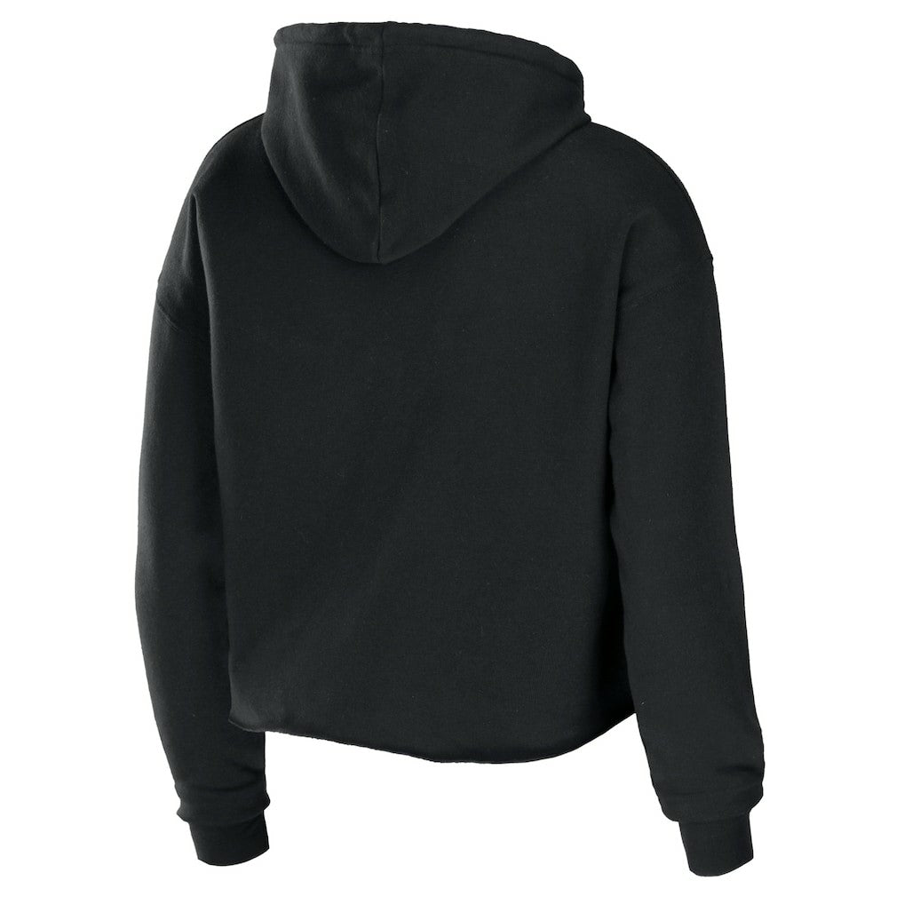 Miami Dolphins WEAR by Erin Andrews Women's Cropped Sponge Fleece Pullover Hoodie Black | NFL