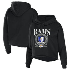 Los Angeles Rams WEAR by Erin Andrews Women's Cropped Sponge Fleece Pullover Hoodie Black | NFL