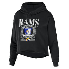 Los Angeles Rams WEAR by Erin Andrews Women's Cropped Sponge Fleece Pullover Hoodie Black | NFL