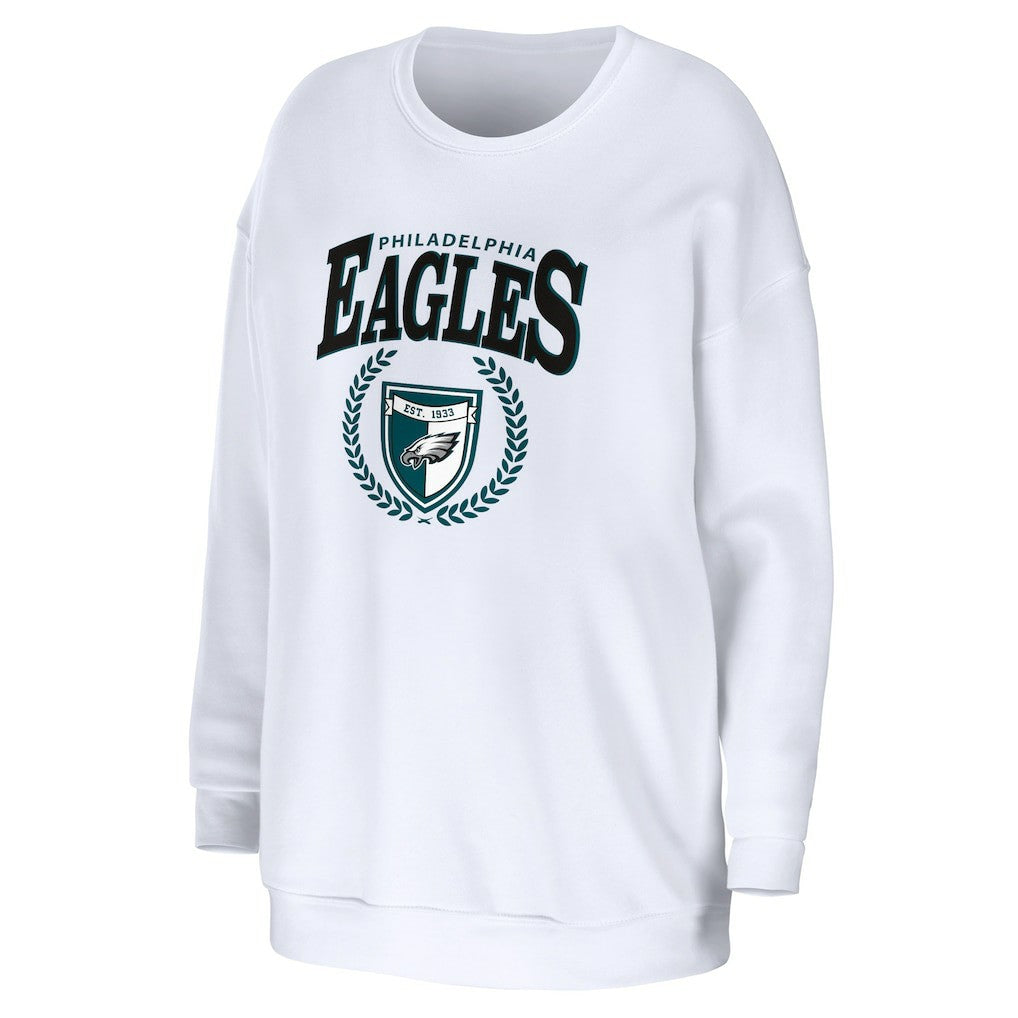 Philadelphia Eagles WEAR by Erin Andrews Women's Oversized Pullover Sweatshirt White | NFL