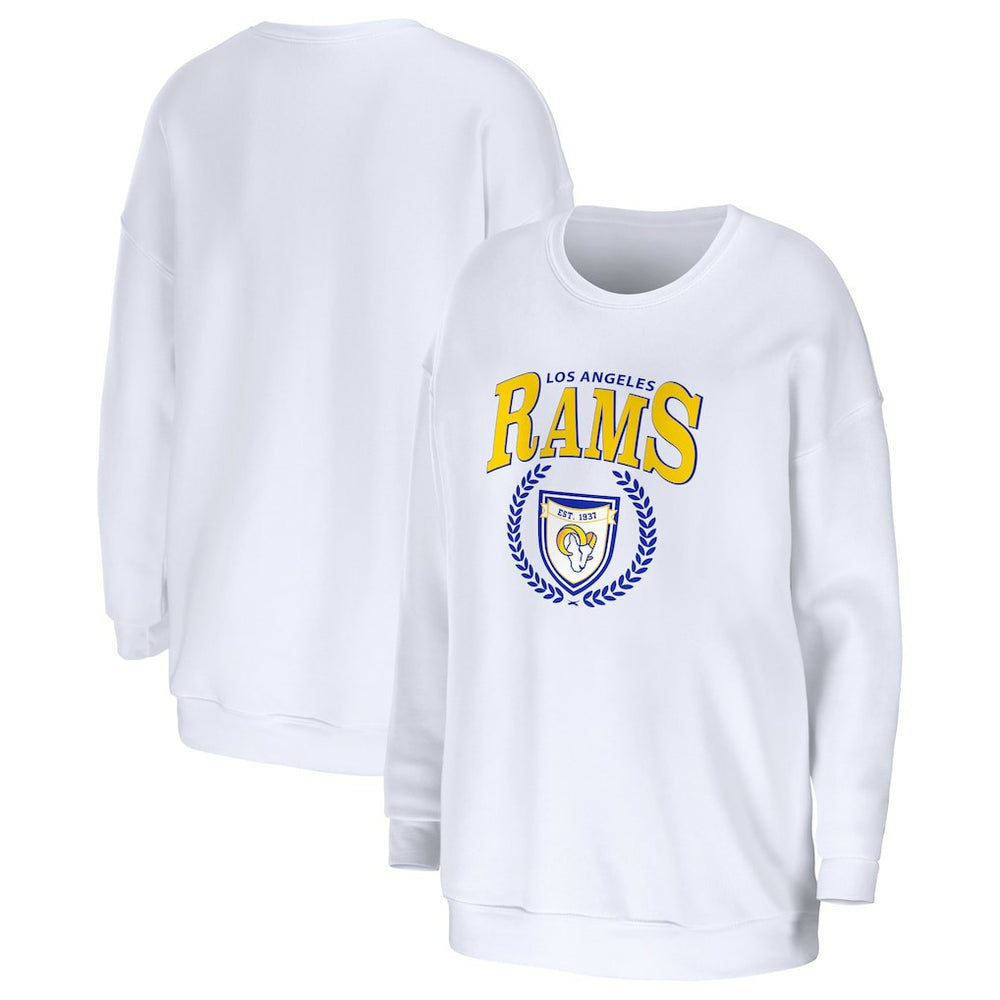 Los Angeles Rams WEAR by Erin Andrews Women's Oversized Pullover Sweatshirt White | NFL