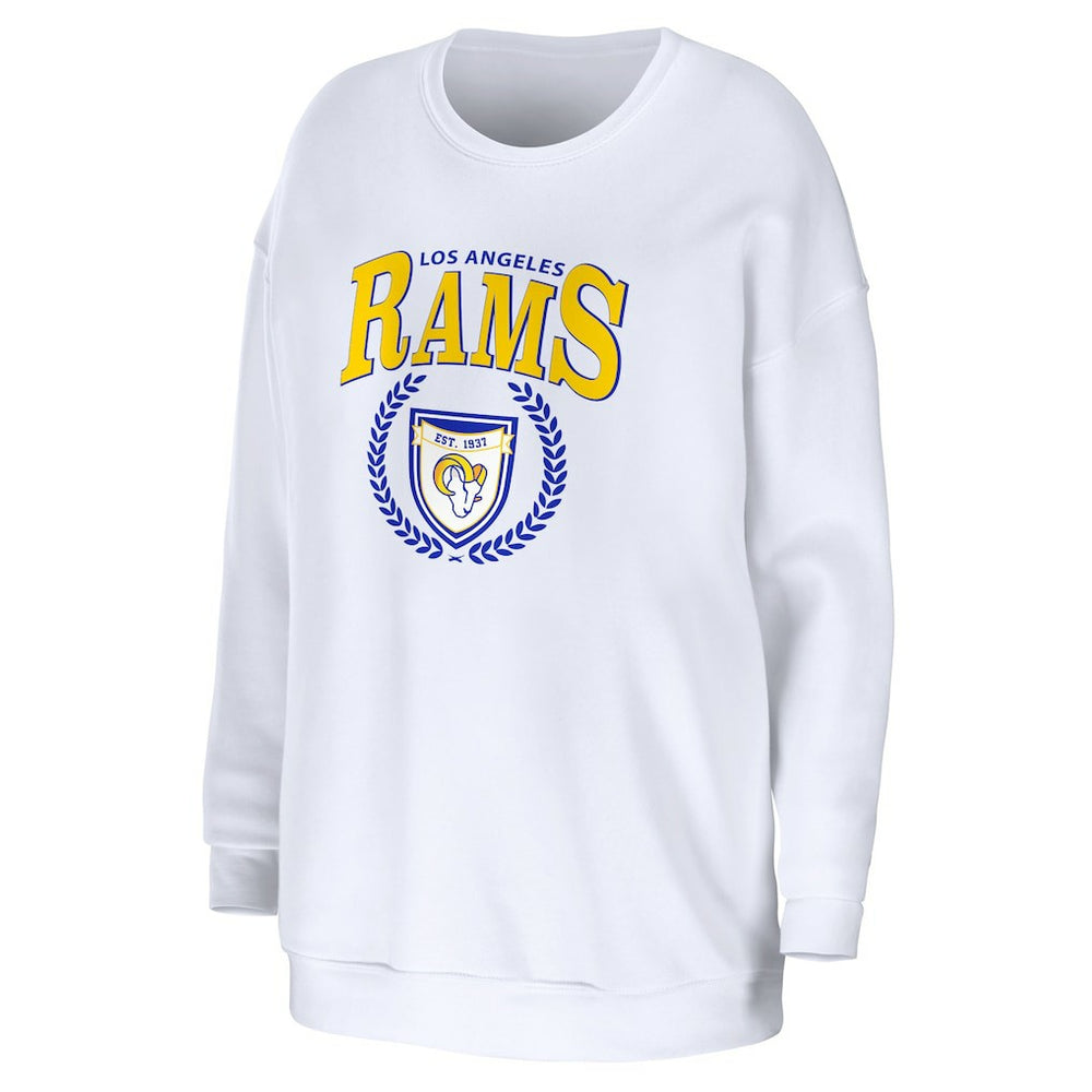 Los Angeles Rams WEAR by Erin Andrews Women's Oversized Pullover Sweatshirt White | NFL