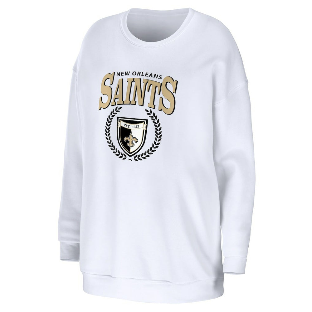 New Orleans Saints WEAR by Erin Andrews Women's Oversized Pullover Sweatshirt White | NFL