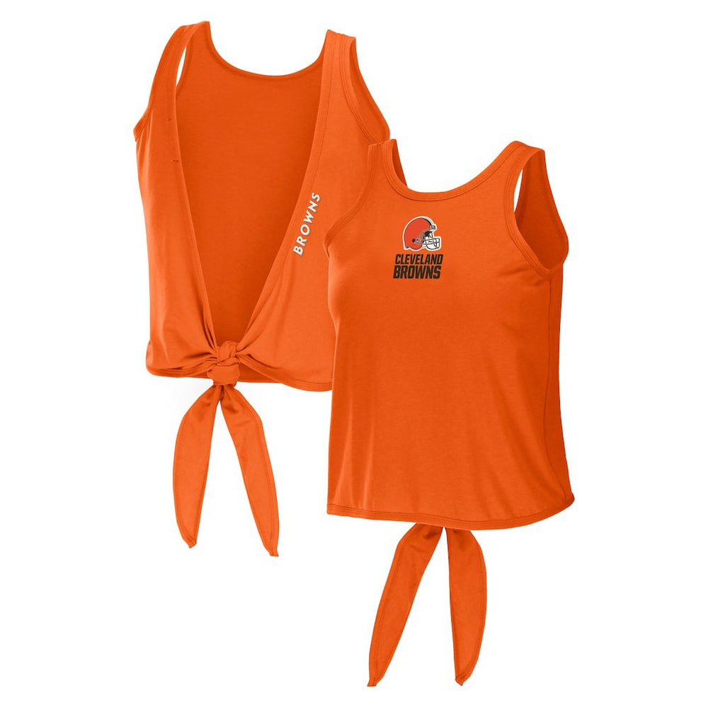 Cleveland Browns WEAR by Erin Andrews Women's Open Back Twist Tie Tank Top Orange | NFL