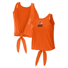 Cleveland Browns WEAR by Erin Andrews Women's Open Back Twist Tie Tank Top Orange | NFL