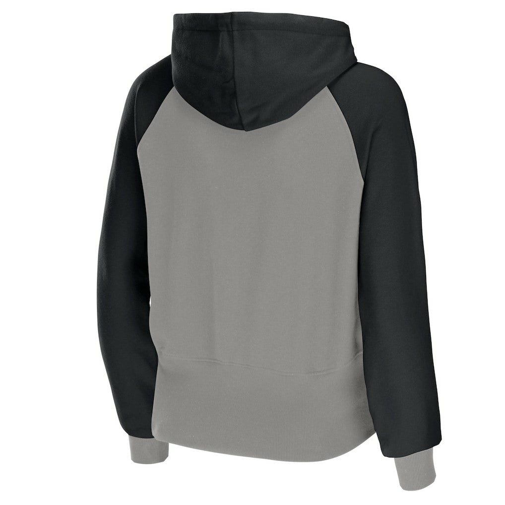 Las Vegas Raiders WEAR by Erin Andrews Women's Colorblock Lightweight Full-Zip Hoodie Silver | NFL
