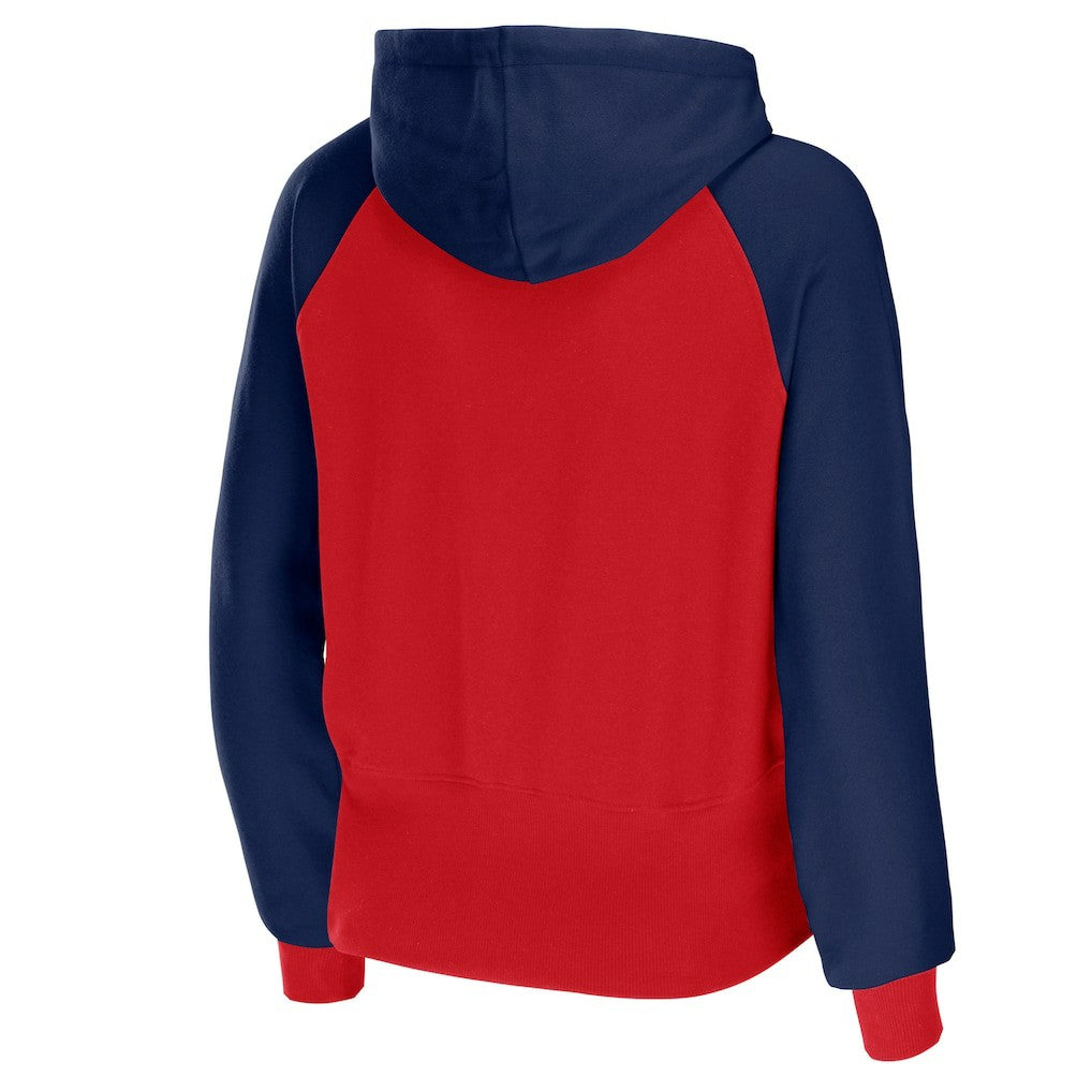New England Patriots WEAR by Erin Andrews Women's Colorblock Lightweight Full-Zip Hoodie Red | NFL
