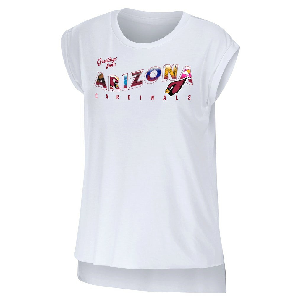 Arizona Cardinals WEAR by Erin Andrews Women's Greetings From Muscle T-Shirt White | NFL