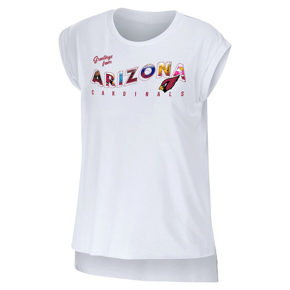 Arizona Cardinals WEAR by Erin Andrews Women's Greetings From Muscle T-Shirt White | NFL