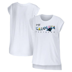 Carolina Panthers WEAR by Erin Andrews Women's Greetings From Muscle T-Shirt White | NFL