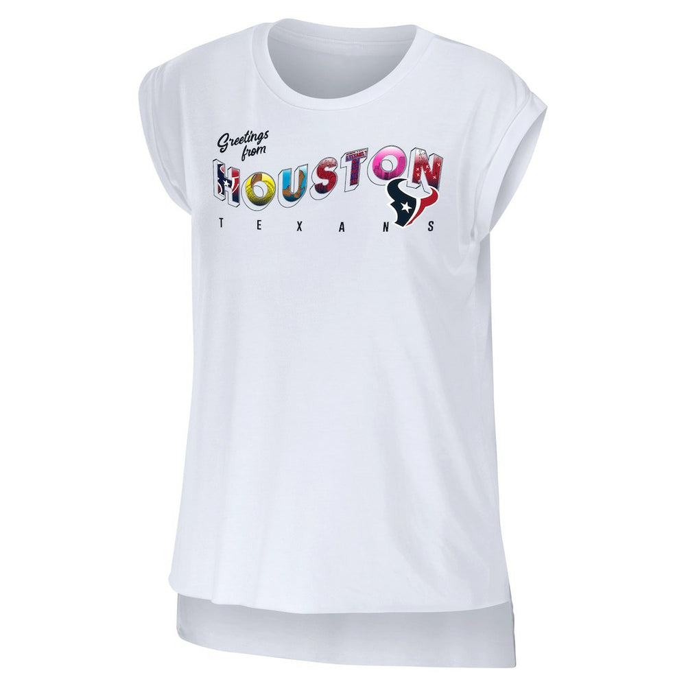 Houston Texans WEAR by Erin Andrews Women's Greetings From Muscle T-Shirt White | NFL