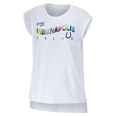 Indianapolis Colts WEAR by Erin Andrews Women's Greetings From Muscle T-Shirt White | NFL