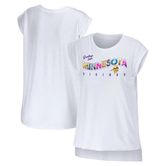 Minnesota Vikings WEAR by Erin Andrews Women's Greetings From Muscle T-Shirt White | NFL