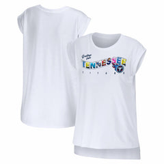 Tennessee Titans WEAR by Erin Andrews Women's Greetings From Muscle T-Shirt White | NFL