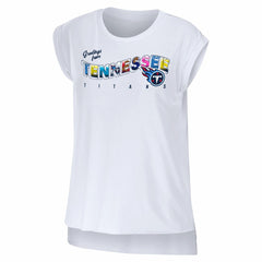 Tennessee Titans WEAR by Erin Andrews Women's Greetings From Muscle T-Shirt White | NFL