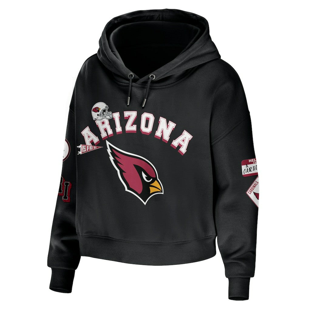 Arizona Cardinals WEAR by Erin Andrews Women's Modest Cropped Pullover Hoodie Black | NFL