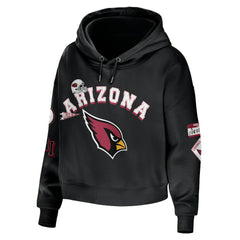 Arizona Cardinals WEAR by Erin Andrews Women's Modest Cropped Pullover Hoodie Black | NFL