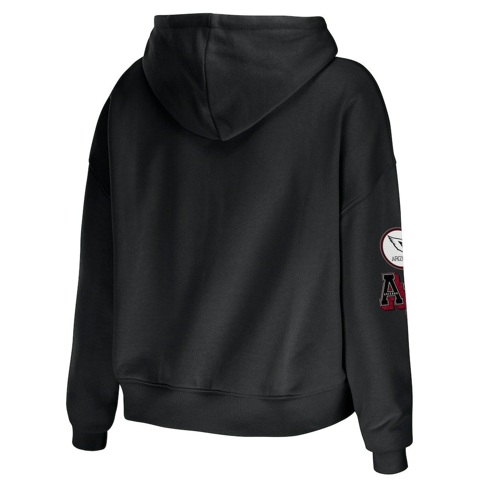 Arizona Cardinals WEAR by Erin Andrews Women's Modest Cropped Pullover Hoodie Black | NFL