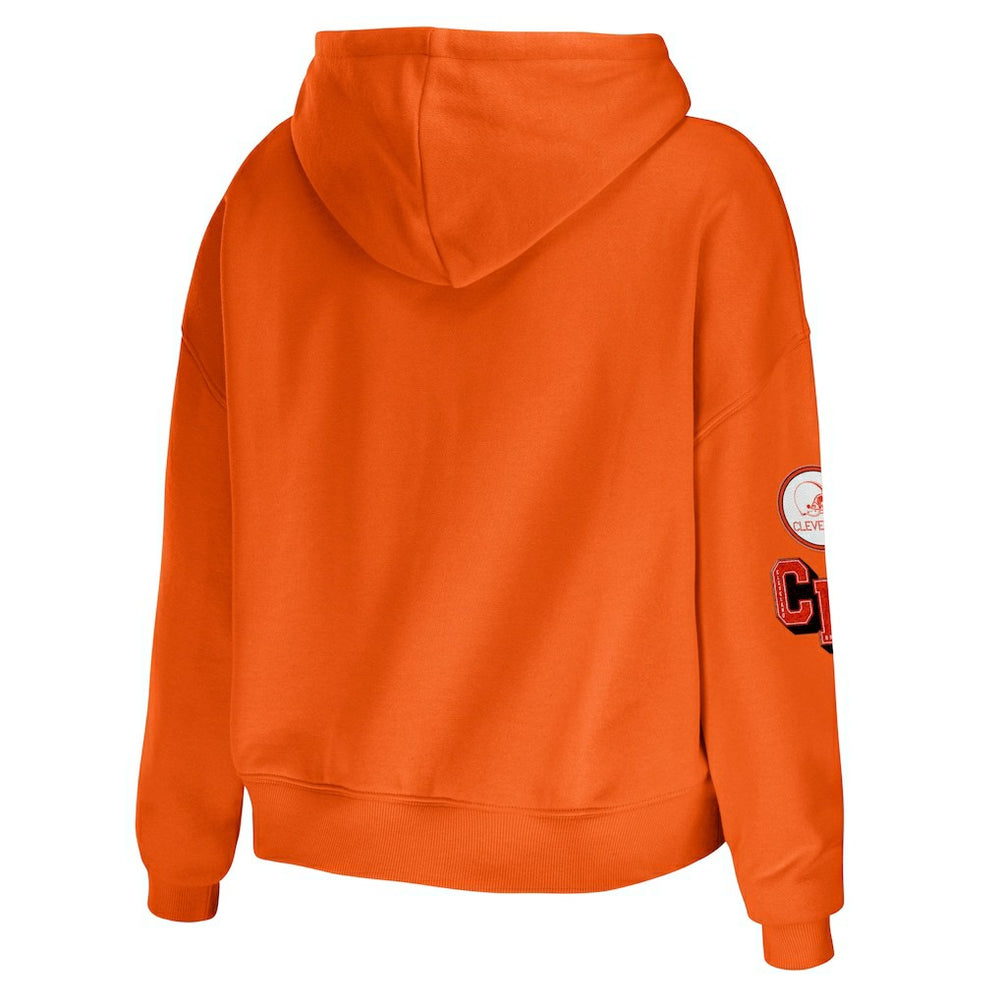 Cleveland Browns WEAR by Erin Andrews Women's Modest Cropped Pullover Hoodie Orange | NFL