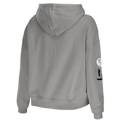 Las Vegas Raiders WEAR by Erin Andrews Women's Modest Cropped Pullover Hoodie Gray | NFL