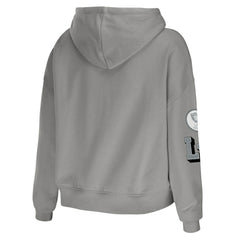 Las Vegas Raiders WEAR by Erin Andrews Women's Plus Size Modest Cropped Pullover Hoodie Gray | NFL