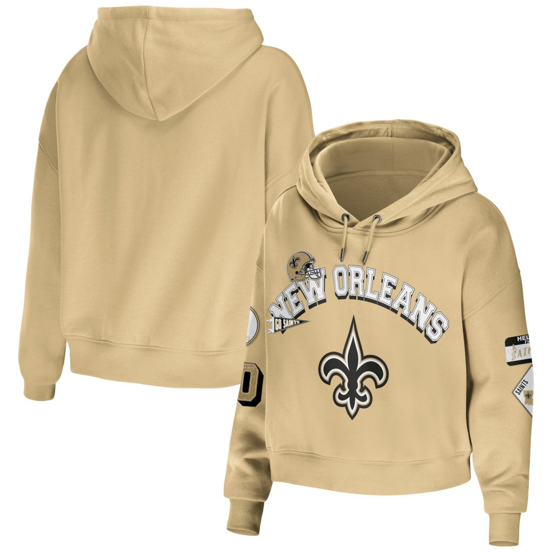 New Orleans Saints WEAR by Erin Andrews Women's Plus Size Modest Cropped Pullover Hoodie Gold | NFL