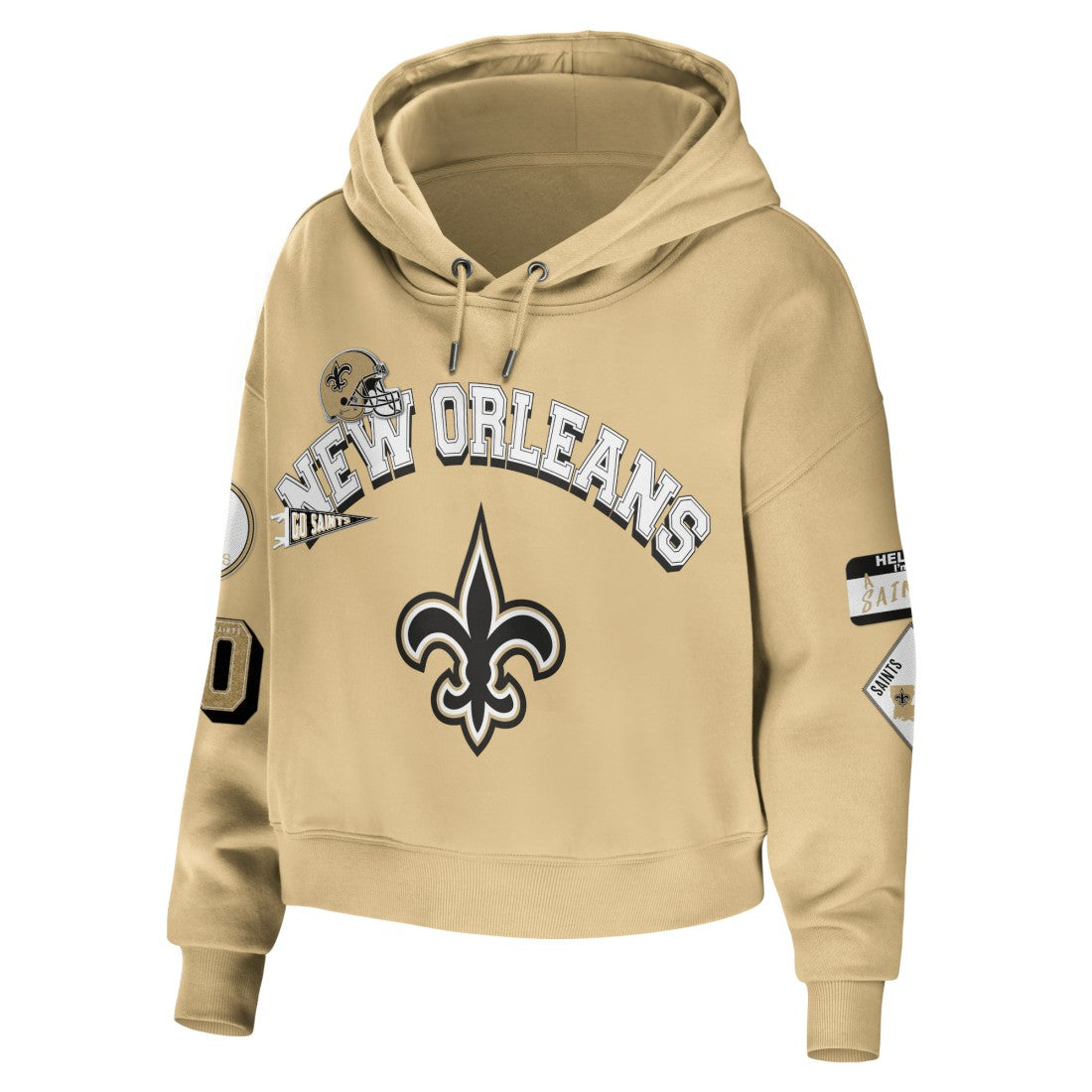 New Orleans Saints WEAR by Erin Andrews Women's Plus Size Modest Cropped Pullover Hoodie Gold | NFL