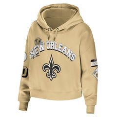 New Orleans Saints WEAR by Erin Andrews Women's Plus Size Modest Cropped Pullover Hoodie Gold | NFL