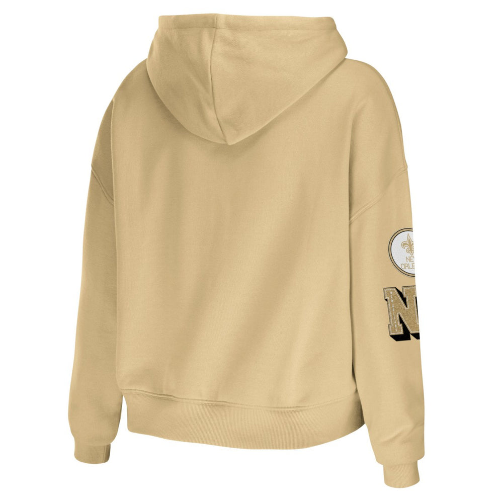 New Orleans Saints WEAR by Erin Andrews Women's Plus Size Modest Cropped Pullover Hoodie Gold | NFL