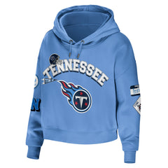 Tennessee Titans WEAR by Erin Andrews Women's Plus Size Modest Cropped Pullover Hoodie Light Blue | NFL