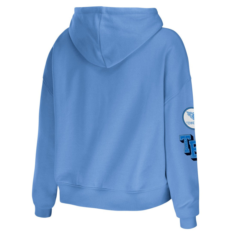 Tennessee Titans WEAR by Erin Andrews Women's Plus Size Modest Cropped Pullover Hoodie Light Blue | NFL