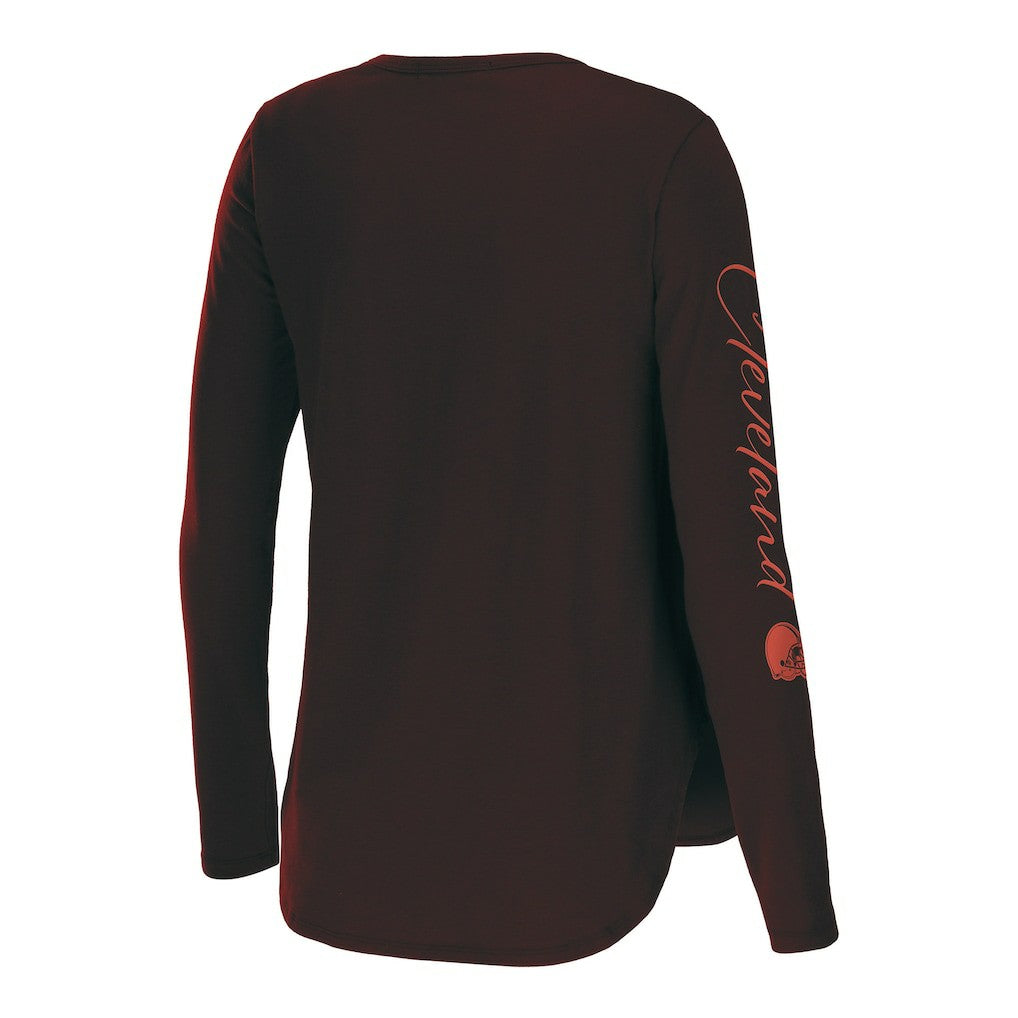 Cleveland Browns WEAR by Erin Andrews Women's Team Scoop Neck T-Shirt Brown | NFL