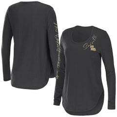 New Orleans Saints WEAR by Erin Andrews Women's Team Scoop Neck T-Shirt Charcoal | NFL