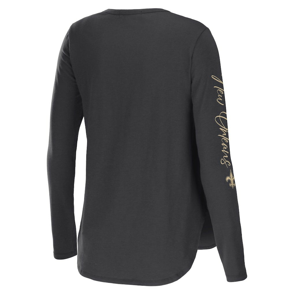 New Orleans Saints WEAR by Erin Andrews Women's Team Scoop Neck T-Shirt Charcoal | NFL