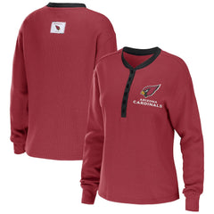 Arizona Cardinals WEAR by Erin Andrews Women's Waffle Henley Long Sleeve T-Shirt Cardinal | NFL