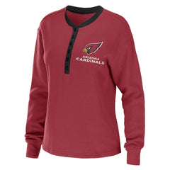 Arizona Cardinals WEAR by Erin Andrews Women's Waffle Henley Long Sleeve T-Shirt Cardinal | NFL