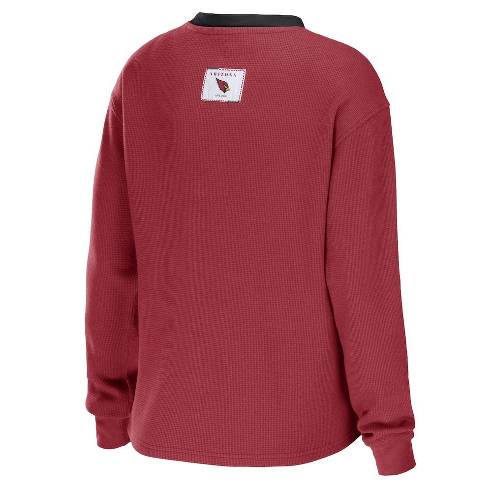 Arizona Cardinals WEAR by Erin Andrews Women's Waffle Henley Long Sleeve T-Shirt Cardinal | NFL