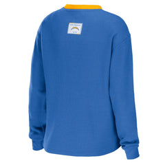 Los Angeles Chargers WEAR by Erin Andrews Women's Waffle Henley Long Sleeve T-Shirt Powder Blue | NFL