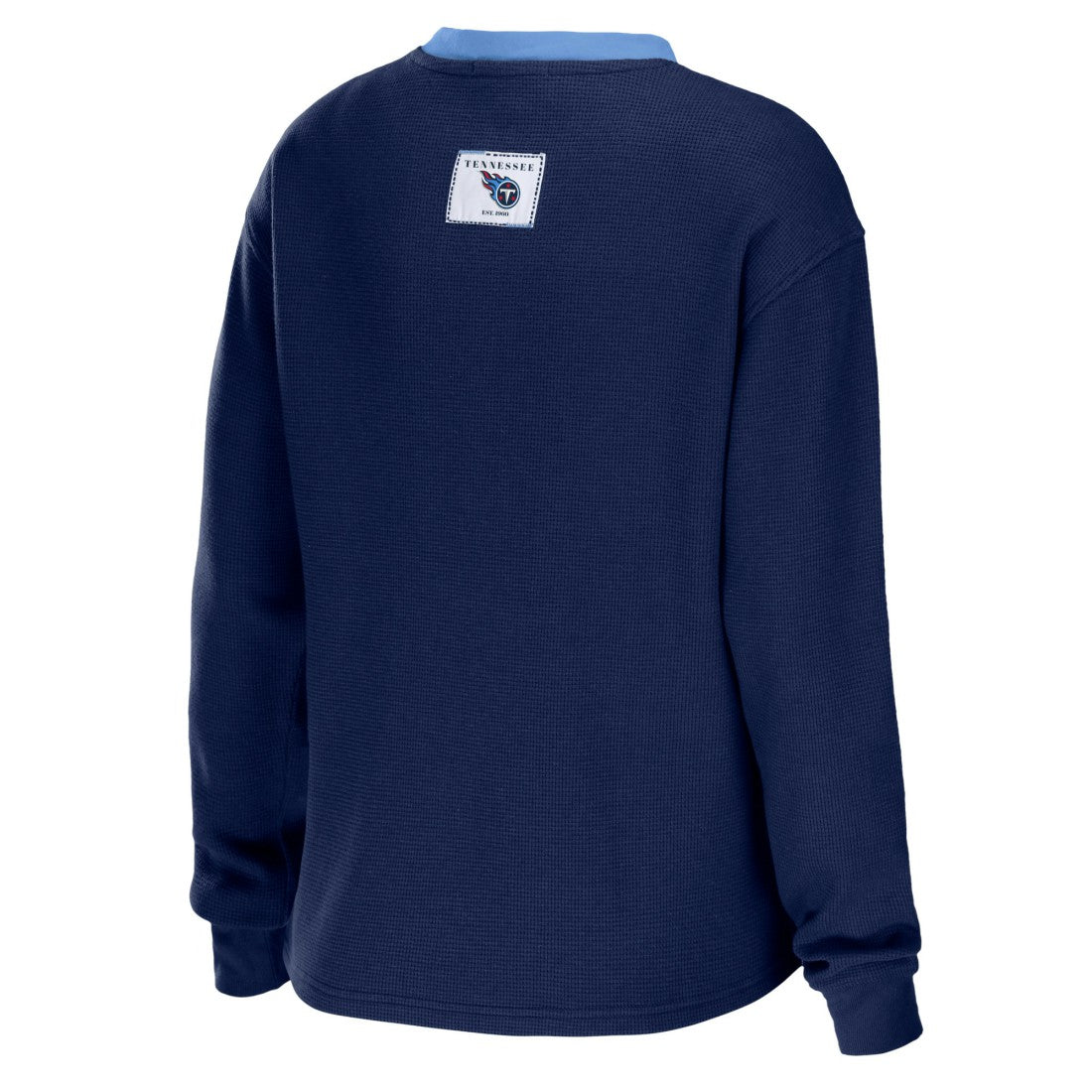 Tennessee Titans WEAR by Erin Andrews Women's Waffle Henley Long Sleeve T-Shirt Navy | NFL