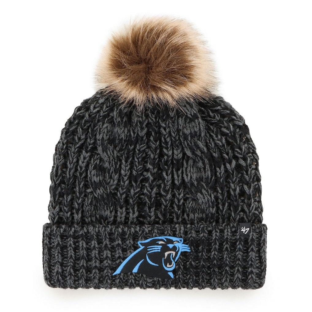 Carolina Panthers '47 Women's Meeko Cuffed Knit Hat with Pom Black | 47 brand