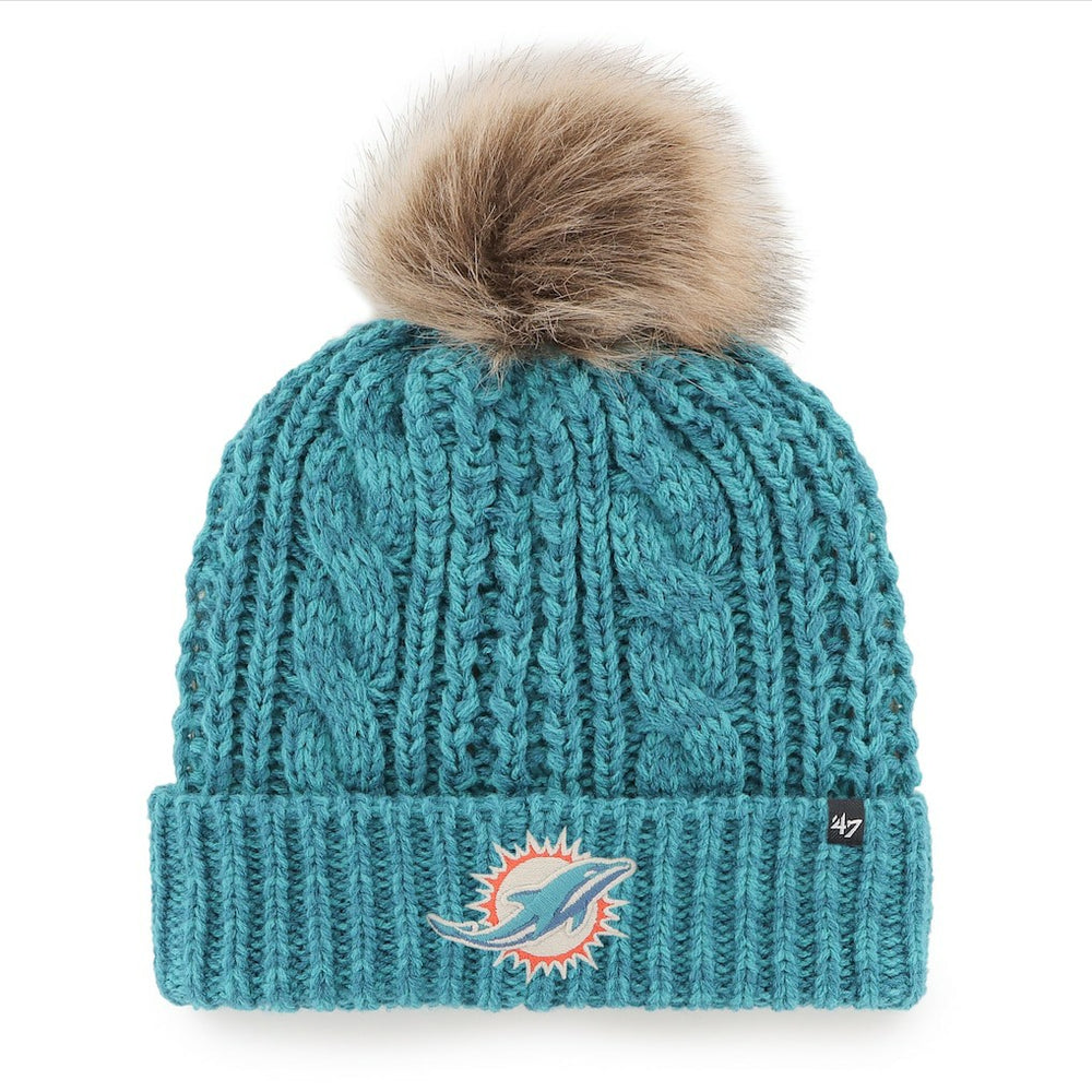 Miami Dolphins '47 Women's Meeko Cuffed Knit Hat with Pom Aqua | 47 brand