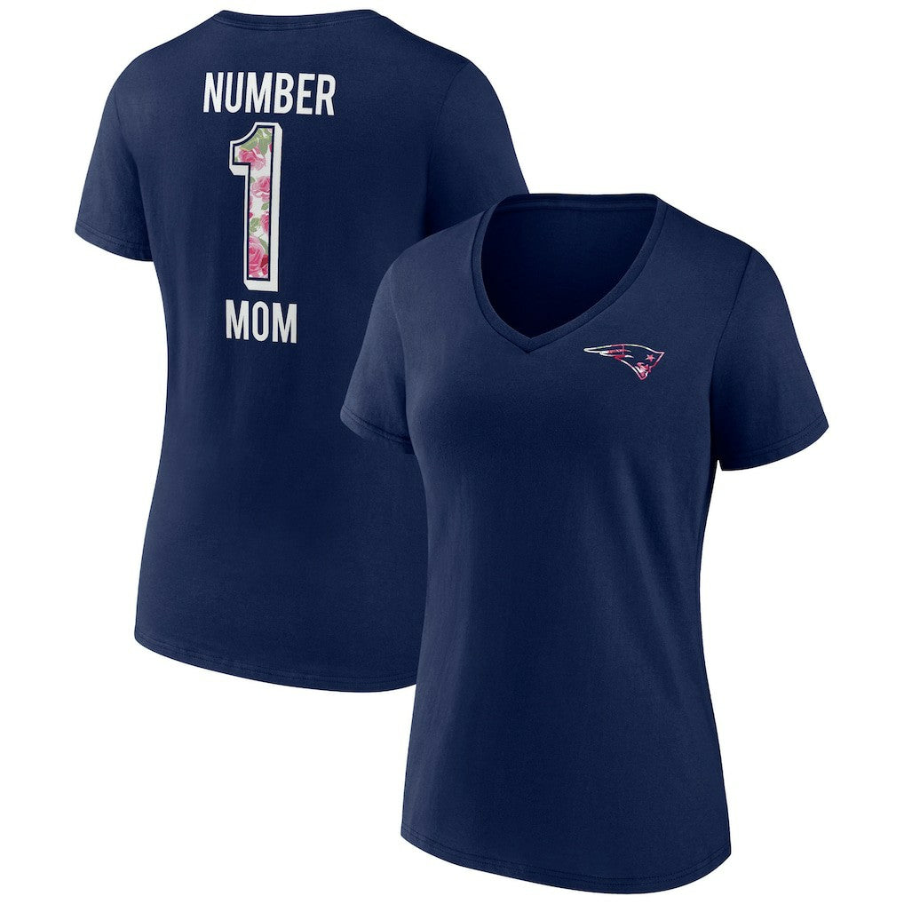 New England Patriots Women's Plus Size Mother's Day #1 Mom V-Neck T-Shirt Navy | Fanatics
