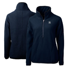 New York Yankees Cutter & Buck Women's Cascade Eco Sherpa Fleece Quarter-Zip Pullover Jacket - MLB