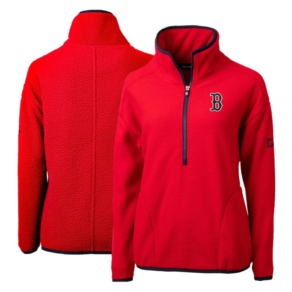 Boston Red Sox Cutter & Buck Women's Cascade Eco Sherpa Fleece Quarter-Zip Pullover Jacket - MLB