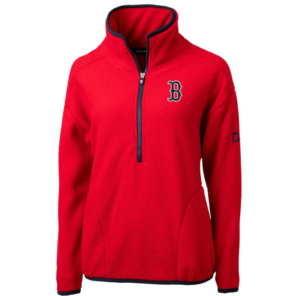 Boston Red Sox Cutter & Buck Women's Cascade Eco Sherpa Fleece Quarter-Zip Pullover Jacket - MLB
